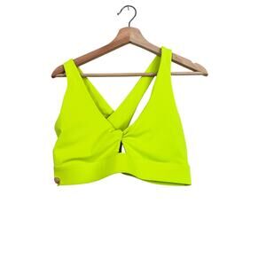 Fabletics Twist Front Bright Yellow Sports Bra - Activewear Essential Size L